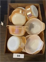 (10) Fire King Peach Luster Individual Casseroles