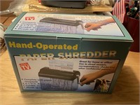 Hand-Operated Paper Shredder with Box