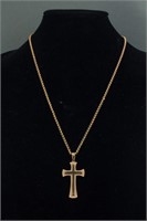 Stainless Steel Rose Gold Cross Men's Necklace