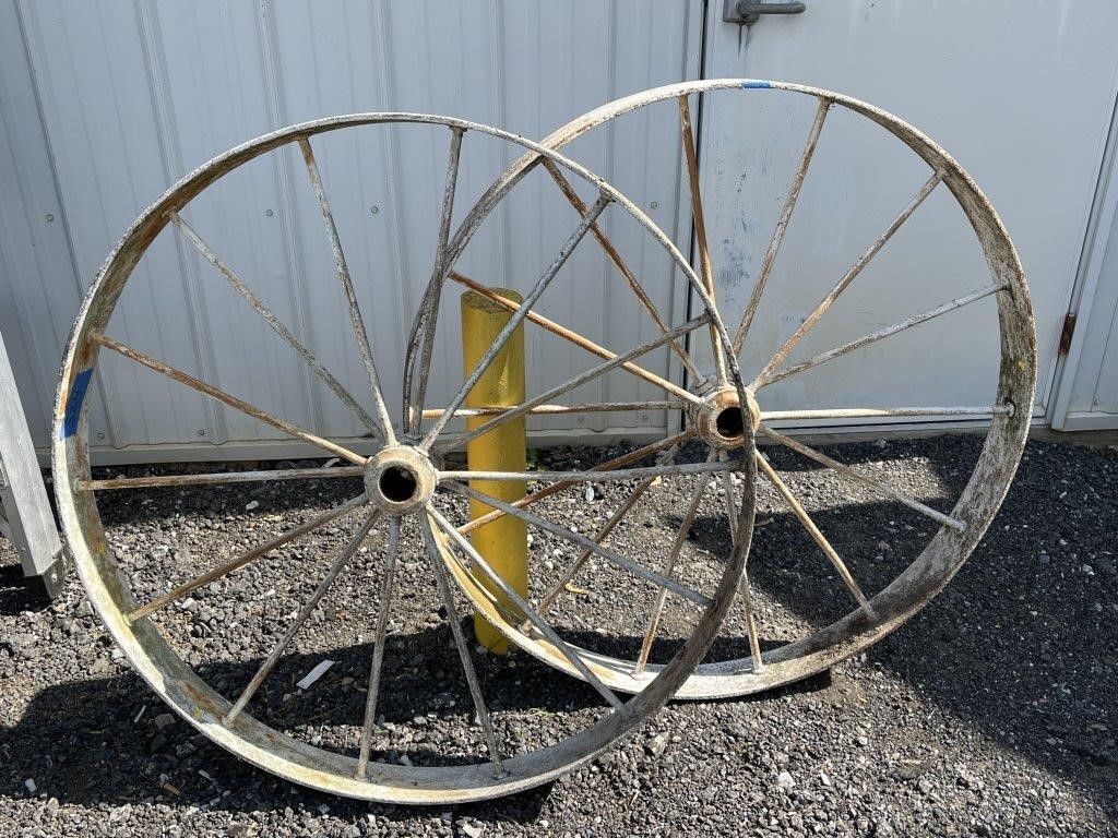 Pair Tractor Wagon Wheels Metal