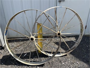 Pair Tractor Wagon Wheels Metal