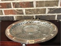 Silverplate serving tray with glass insert