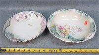 2- Hand Painted Prussia Bowls 9" - 11"