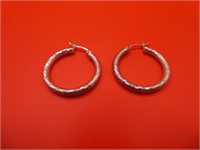 Marked 925 1" Hoop Earrings