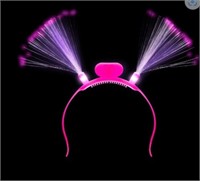 LED Flashing Fiber Optic Headband- Pink 12 pcs