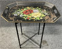 Vintage Hand Painted Metal Tole Tray Table