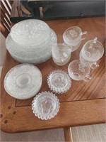 Large Set Antique Fruit Pattern Glass Dishes