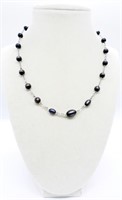 SMOKEY BEADED STERLING NECKLACE