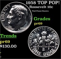 Proof 1958 Roosevelt Dime TOP POP! 10c Graded pr69