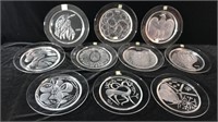 13 Lalique Crystal Annual Plates 1966-1976