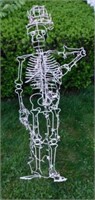Halloween skeleton lighted framed yard art,