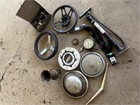 Vintage hub caps, stering wheels, Keys, etc.