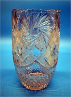 Crystal Vase w Cut Design 10" T