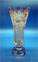 Crystal Vase w Cut Grape Design 10.5" T