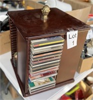 Wooden CD Spinner Storage with Various CDs