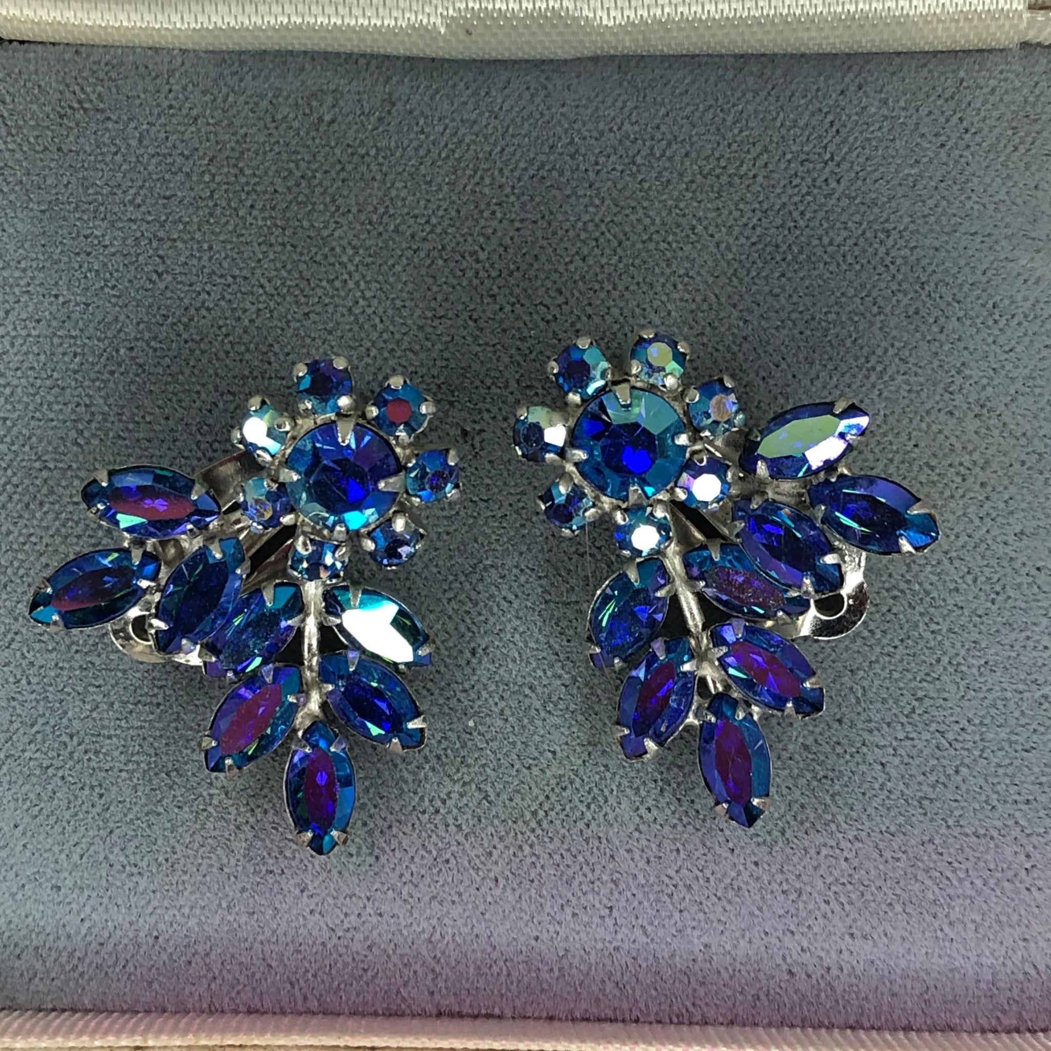 SHERMAN RHINESTONE CLIP ON EARRINGS