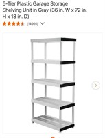 5-Tier Plastic Garage Storage Shelving Unit