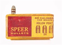 38 CAL HOLLOW POINT SPEER VINTAGE AMMUNTION