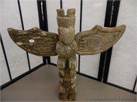 Small Wooden Carved Totem Pole 16" T x 18" W