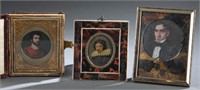 3 Portrait Miniatures of Men.