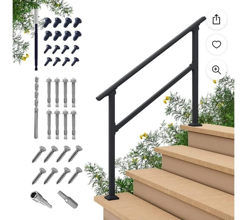 CHR 4 Steps Outdoor Handrails for Outdoor Steps,