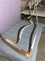 Pair of aluminum handled scythes