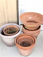 Lot of Large Clay Flowerpots