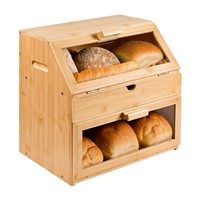 Renook 3-Layer Bread Box, Large Capacity Bamboo Wo