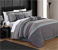 CHIC 8-PIECE EMBROIDERED COMFORTER SET *QUEEN*