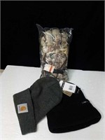 New with tags Carhartt hats and a pair of gloves