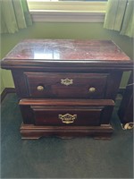 Samuel Lawrence Two-Drawer Wood Nightstand With Br