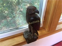 Heavy ironwood carved eagle statue 12" H nice