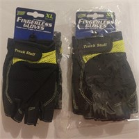 2 Fingerless Gloves Size XL "Black/Yellow"