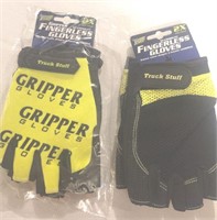 2 Fingerless Gloves Size 2X "Black/Yellow"