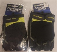 2 Fingerless Gloves Size XL "Black/Yellow"
