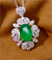 3.2ct Natural Emerald 18Kt Gold Pendant