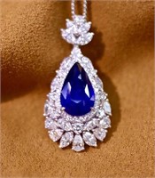 3.2ct Royal Blue Sapphire 18Kt Gold Pendant