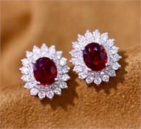 1cts Pigeon Blood Ruby 18Kt Gold Earrings