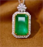 8.4ct Zambian Emerald 18Kt Gold Pendant