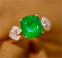 3.3ct Zambian Emerald 18Kt Gold Ring