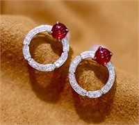 0.8cts Natural Ruby 18Kt Gold Earrings