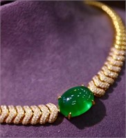 8.77ct Natural Emerald 18Kt Gold Necklace
