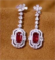 1.56cts Natural Ruby 18Kt Gold Earrings