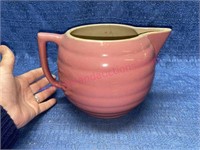 Vtg pink stoneware pitcher (cracked)
