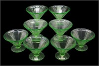 8pc Uranium Federal Glass Sherbets
