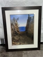 OCEANVIEW BETWEEN PICKETS -30" FRAMED WALL ART