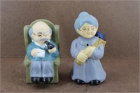 Vintage Grandma Bobble Head & Grandpa Coin Bank