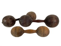 3 Early  Wooden Dumbbells