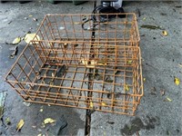 2 Orange Metal Baskets / Bins