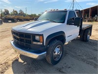 2001 CHEVROLET 3500HD FLATBED TRUCK, 3GBKC34F71M10